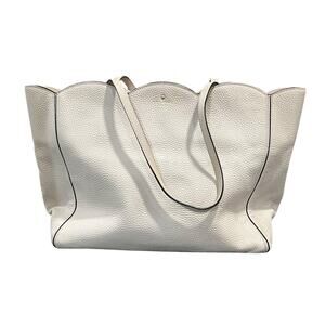 Kate Spade New York Large White Pebbled Leather Tote Shoulder Bag
